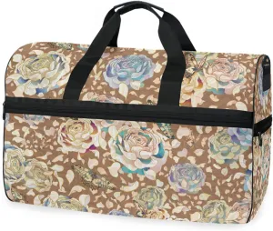 susiyo Floral Petals Butterflies Sports Gym Bag, Travel Duffel Bag with Shoes Compartment Overnight Weekender Workout Bag for Men Women