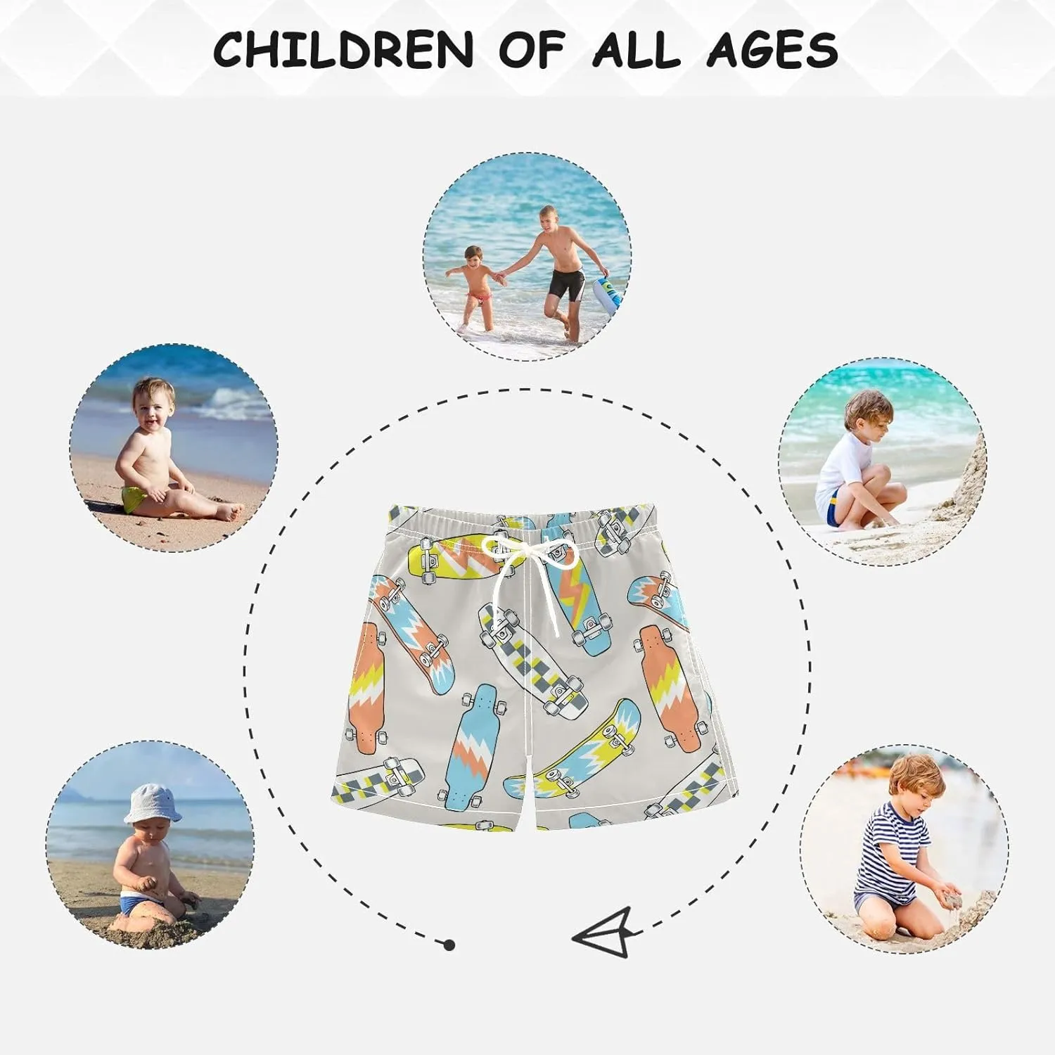 susiyo Skateboarding Boys Swim Trunks Toddler Swim Shorts Quick Dry Beach Board Shorts Little Boy Bathing Suits Swimwear