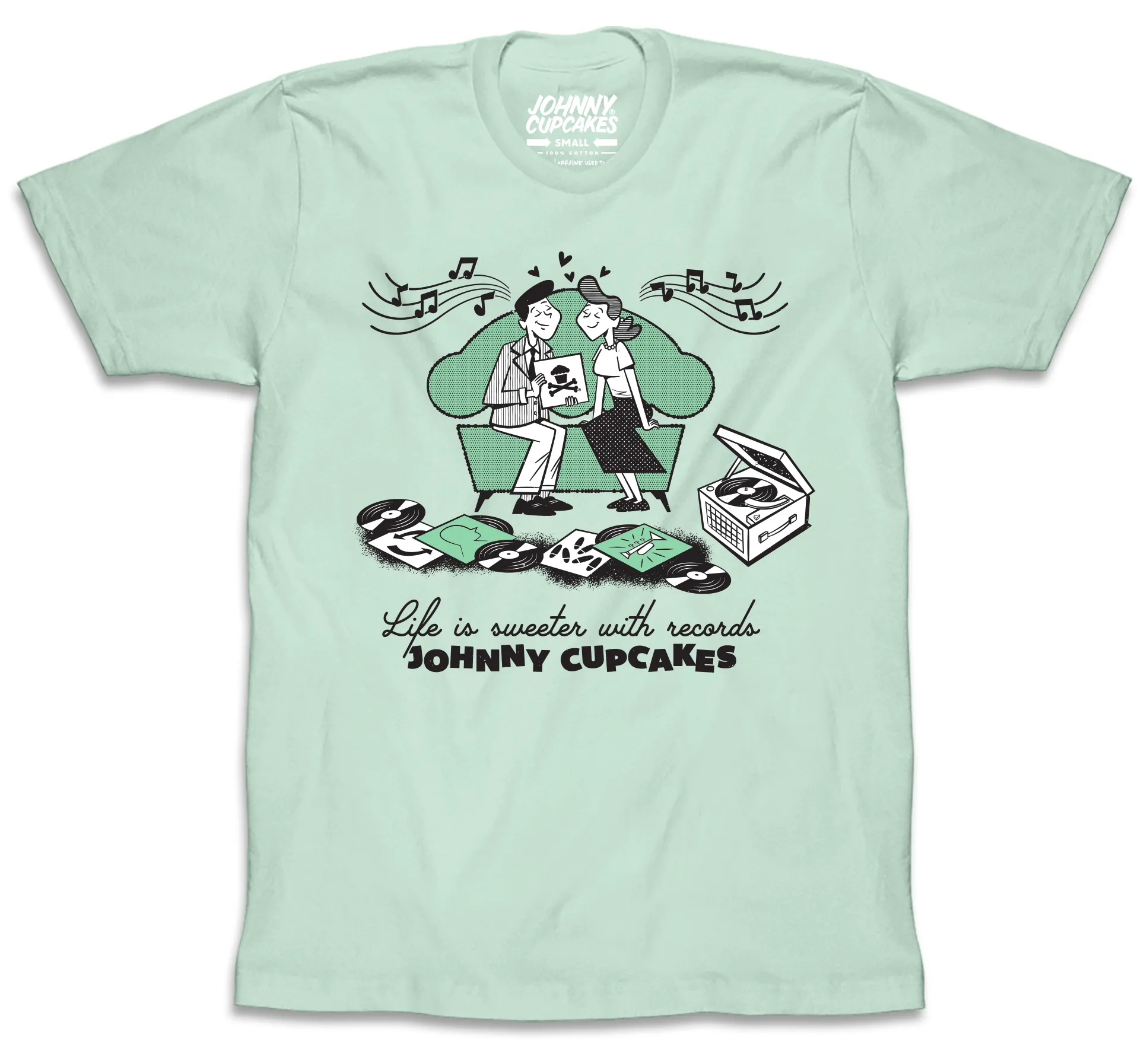 Sweeter with Records Tee w/ Mint Canvas Tote