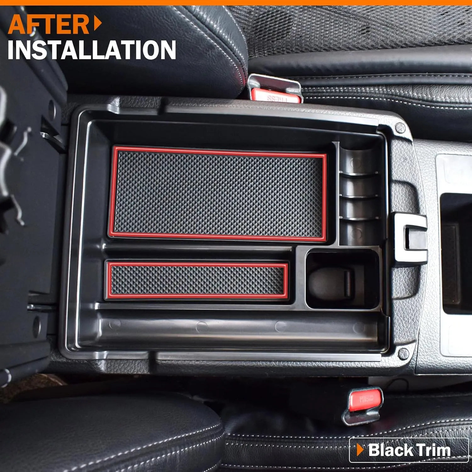 TACORBO Center Console Tray Compatible with Nissan Rogue 2014-2020 and Rogue Sport 2017-2022 Accessories, Armrest Secondary Storage Box, Also Fit Murano 2015-2023 2024 Interior Insert Tray, Red Trim