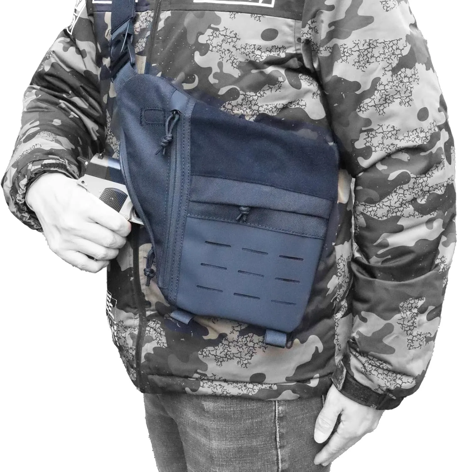 Tactical Crossbody Sling Bag for Men, Conceal Carry Gun Bag CCW Shoulder Chest Pack Valcen Personal Pocket Women