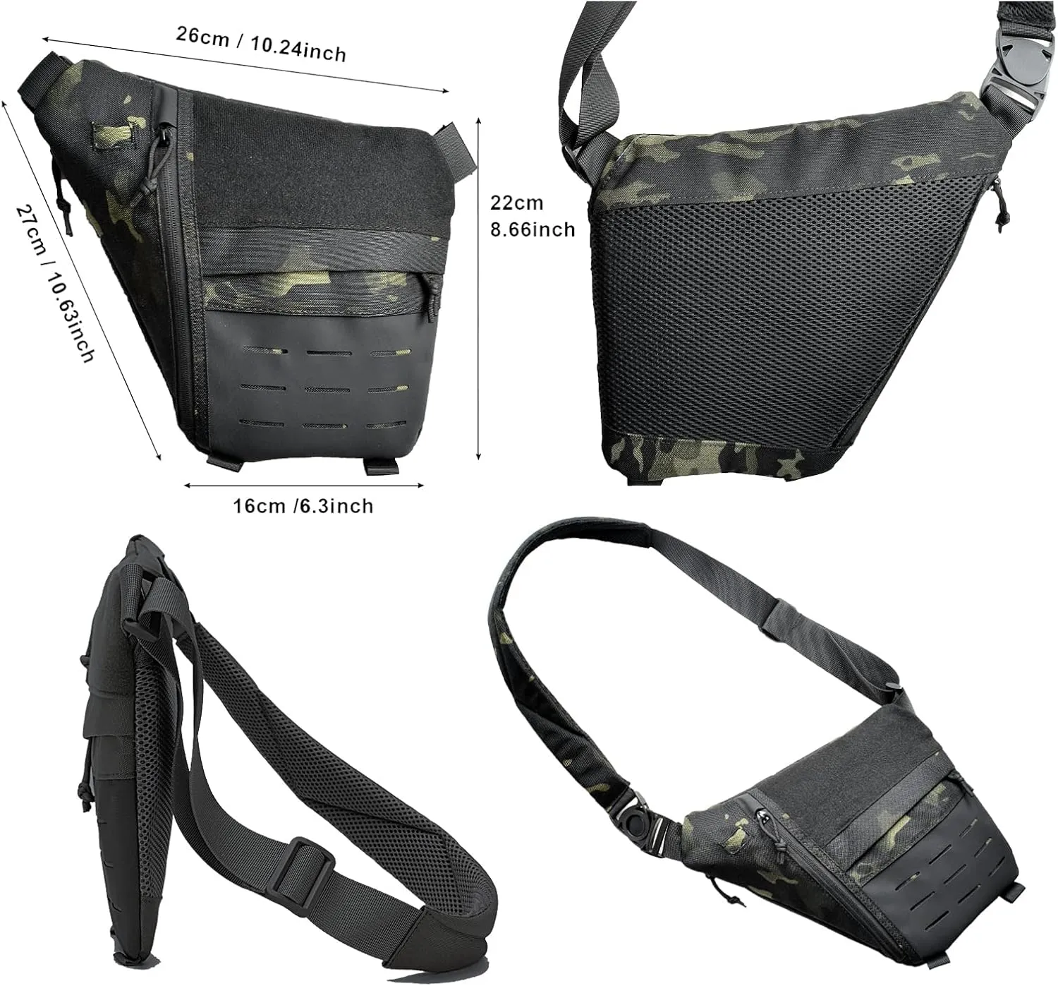 Tactical Crossbody Sling Bag for Men, Conceal Carry Gun Bag CCW Shoulder Chest Pack Valcen Personal Pocket Women