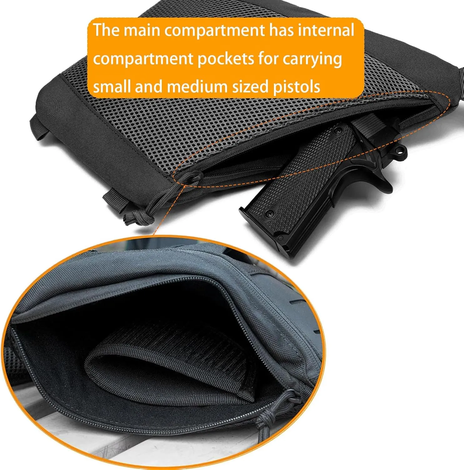 Tactical Crossbody Sling Bag for Men, Conceal Carry Gun Bag CCW Shoulder Chest Pack Valcen Personal Pocket Women