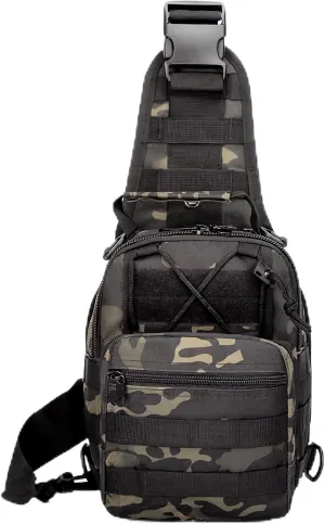Tactical Shoulder Sling Bag Small Outdoor Chest Pack Backpack for Men Traveling, Trekking, Camping, Sling Backpack(Black CP)