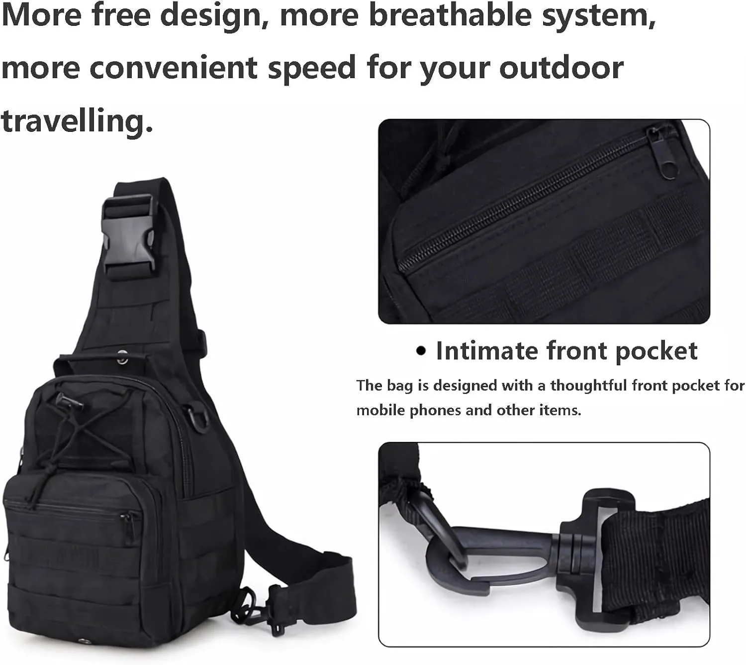 Tactical Shoulder Sling Bag Small Outdoor Chest Pack Backpack for Men Traveling, Trekking, Camping, Sling Backpack(Black CP)