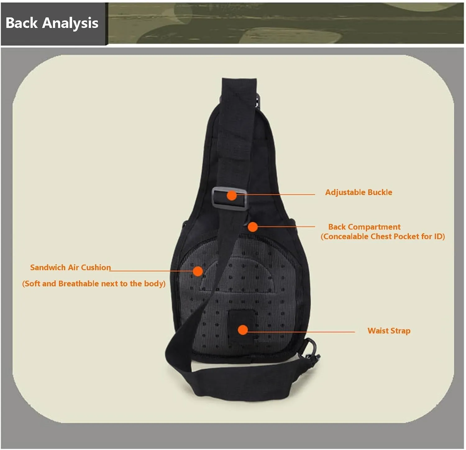 Tactical Shoulder Sling Bag Small Outdoor Chest Pack Backpack for Men Traveling, Trekking, Camping, Sling Backpack(Black CP)