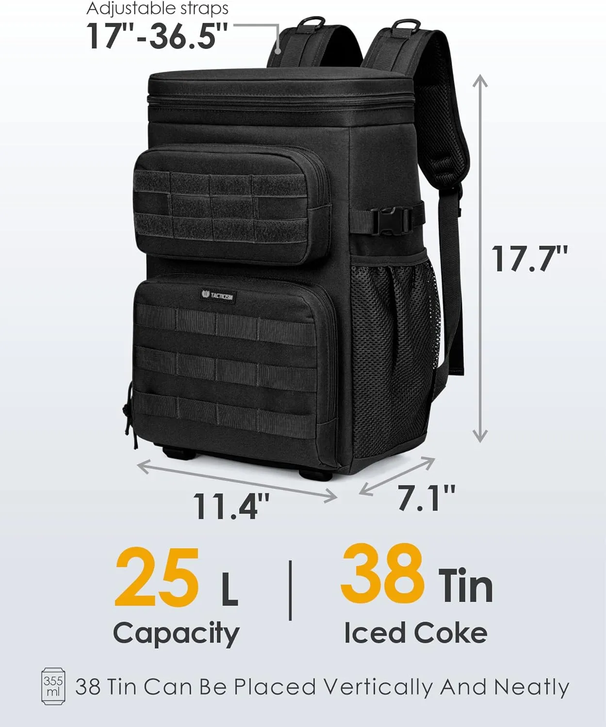 TACTICISM Tactical Cooler Backpack 25L - Molle Insulated Lunch Backpack for Men Women Adult - Heavy-Duty Waterproof Leak Proof Cooler Bag Ice Chest as Gift for Work Camping Fishing Hiking Accessories