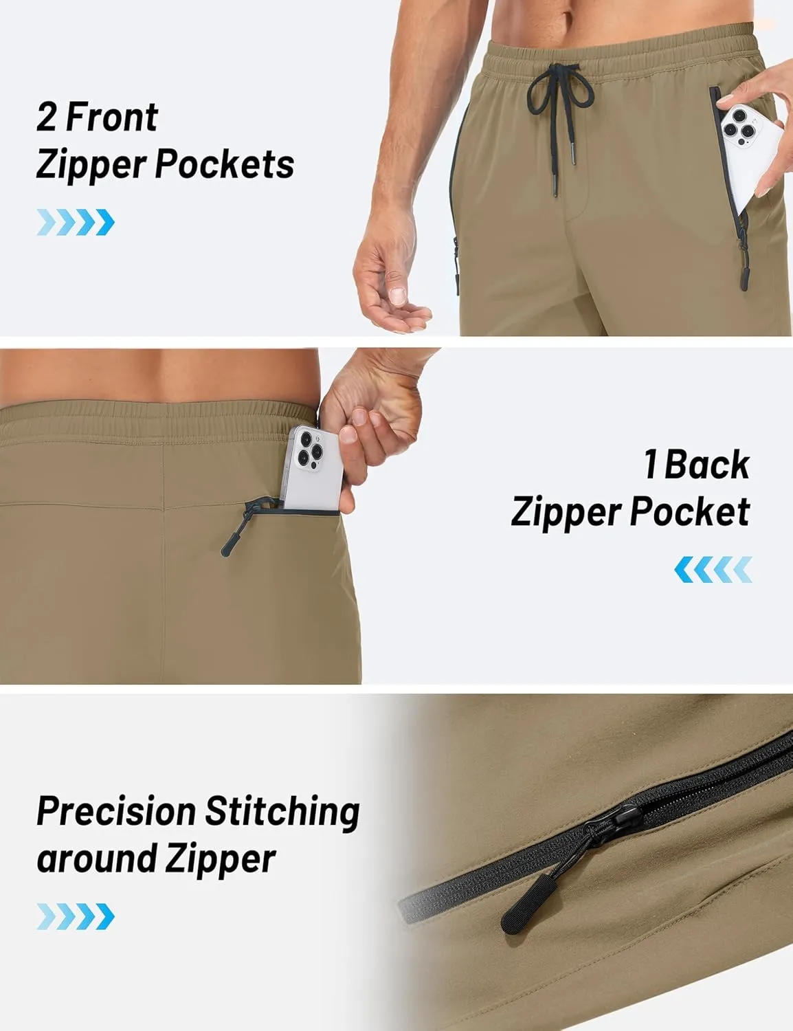 TACVASEN Mens Lighweight Hiking Pants Athletic Casual Quick Dry Stretch Water Resistant Joggers with Pockets Workout Gym