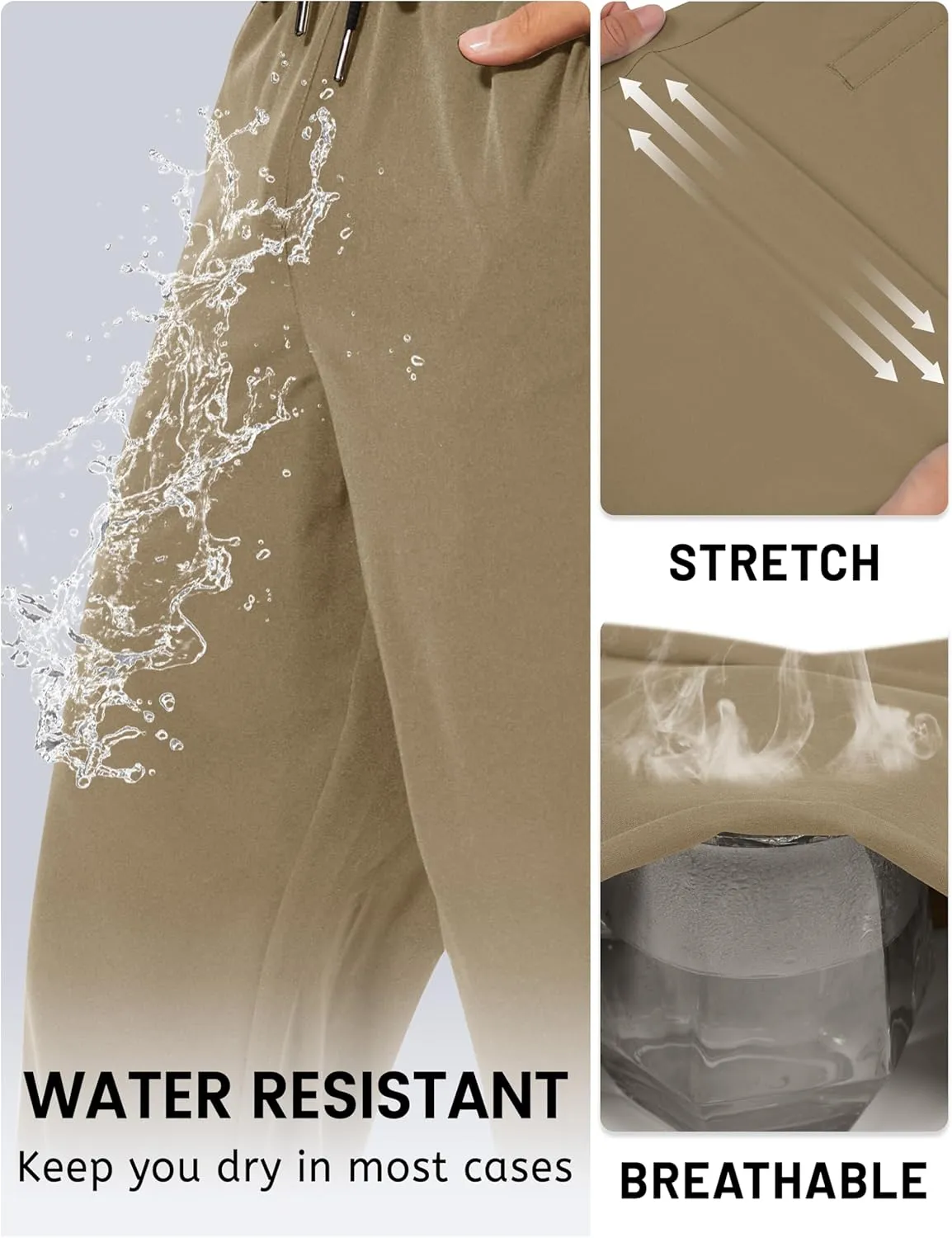 TACVASEN Mens Lighweight Hiking Pants Athletic Casual Quick Dry Stretch Water Resistant Joggers with Pockets Workout Gym