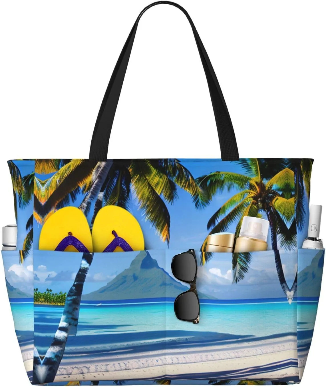Tahiti Beaches Print Stylish Beach Tote Bag,Large Capacity Handbag,Perfect For Women'S Vacation And Daily Use