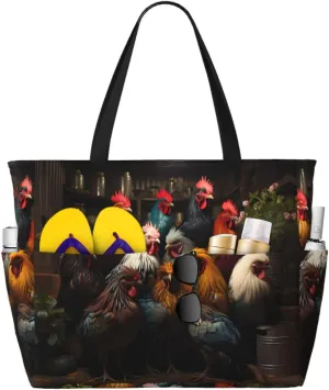 Take A Trip In The Car Spacious Large Capacity Beach Travel Bag - Foldable Beach Bag Tote Bag With Zipper