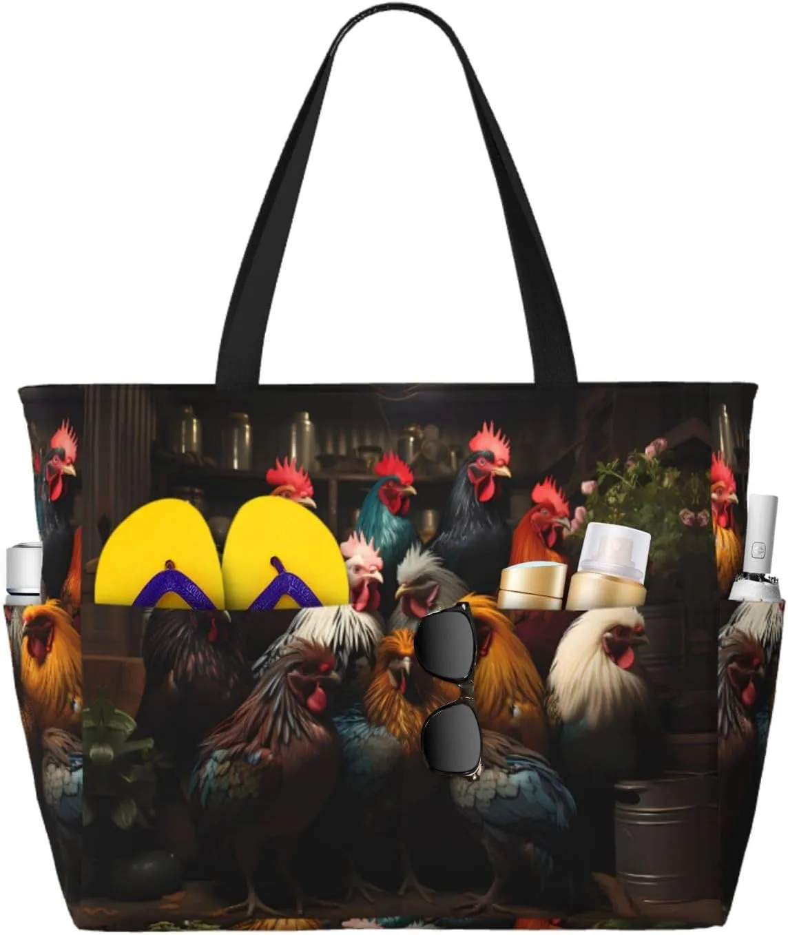 Take A Trip In The Car Spacious Large Capacity Beach Travel Bag - Foldable Beach Bag Tote Bag With Zipper