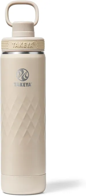Takeya Sport 22 oz Triple-Insulated Stainless Steel Water Bottle, Spout Lid – Leakproof, Sweatproof, BPA-Free, Keeps Drinks Cold 36 Hrs, Hot 14 Hrs – Almond