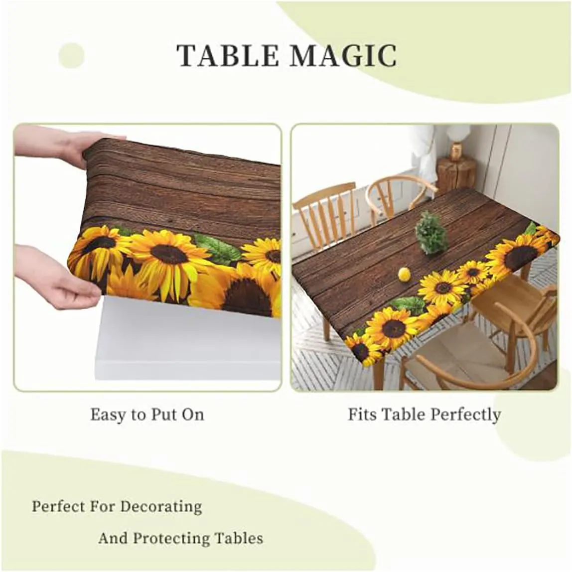 Tan Blue Rectangle Elastic Fitted Tablecloth Giraffe Family Grassland with Shrubs Print Dining Room Table- Machine Washable Table Cover Protector Africa Fits up 5 Foot Tables