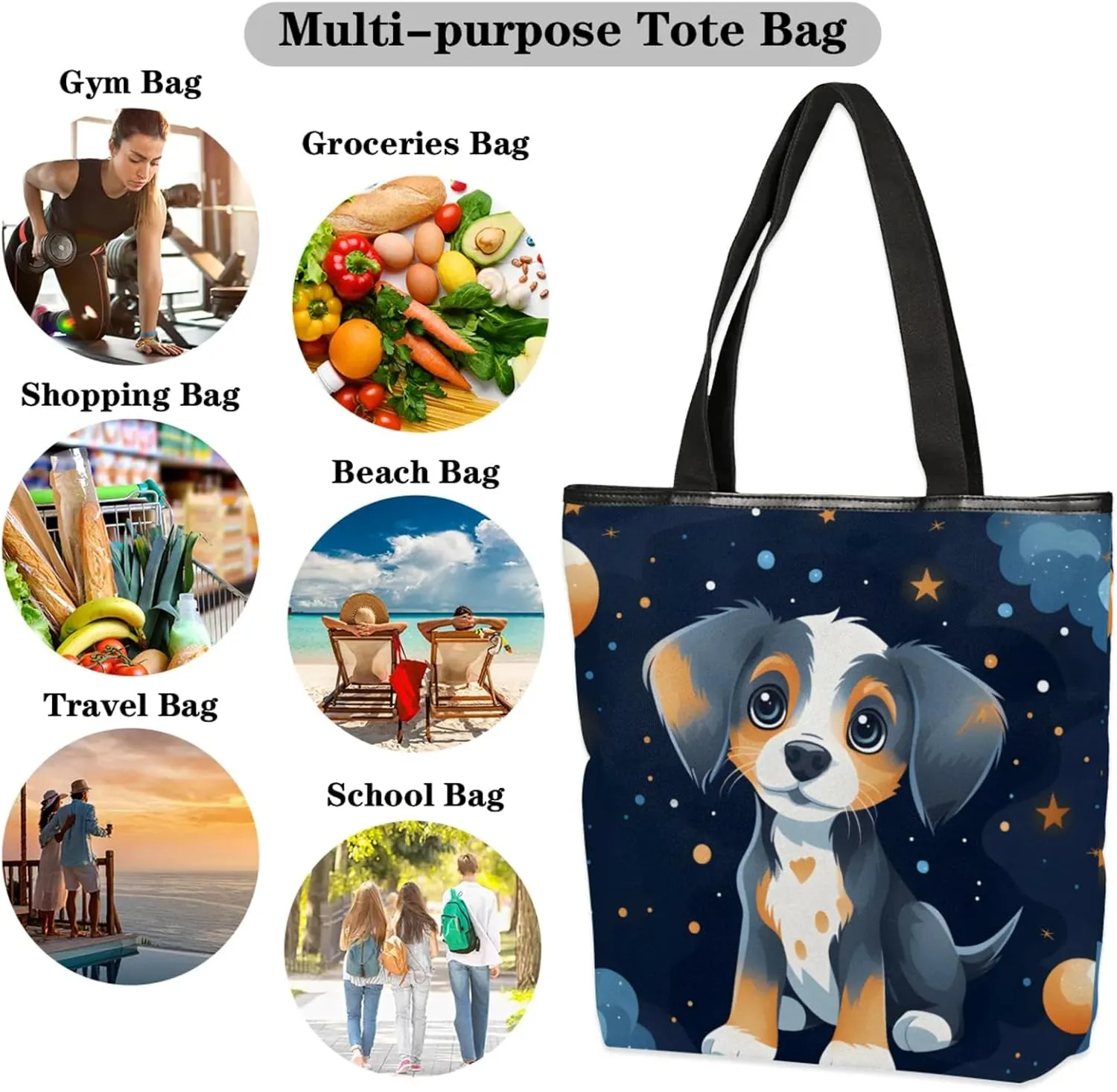 Tavisto Women’s Large Canvas Tote Bag, Zippered Handbag with Inner Pocket Suitable for Beach, Books, Grocery Shopping