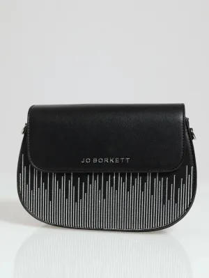 Tear Drop Flapover Sling Bag - Black