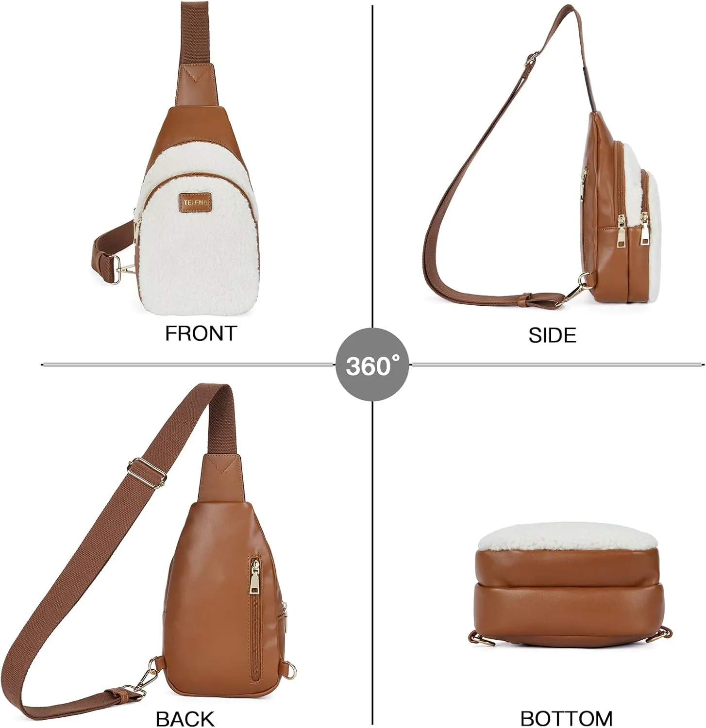Telena Small Sling Bag for Women Leather Crossbody Fanny Packs Chest Bag for Women