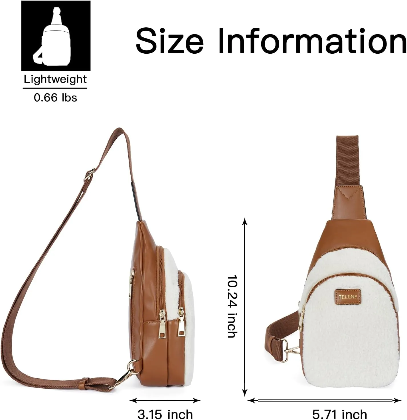 Telena Small Sling Bag for Women Leather Crossbody Fanny Packs Chest Bag for Women