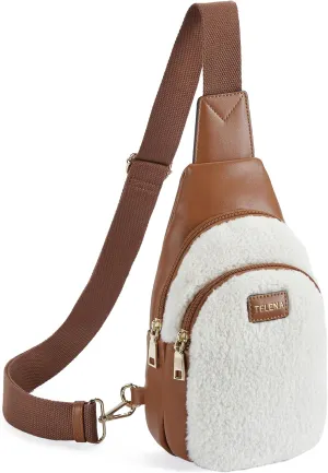 Telena Small Sling Bag for Women Leather Crossbody Fanny Packs Chest Bag for Women