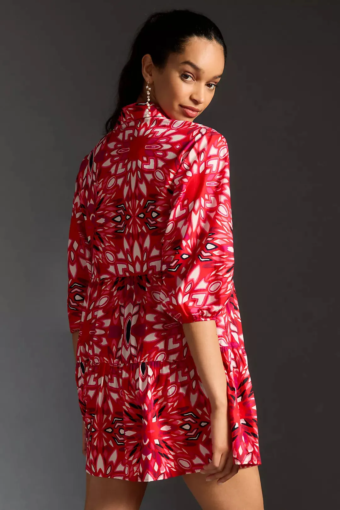 The Bettina Tiered Mini Shirt Dress by Maeve