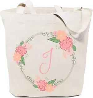 The Cotton & Canvas Co. Personalized Name Beach, Shopping and Travel Resusable Shoulder Tote and Handbag