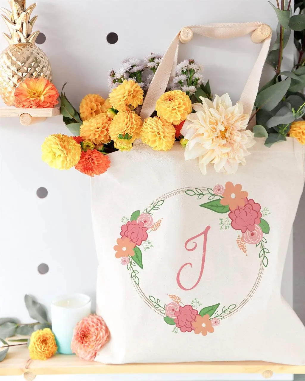 The Cotton & Canvas Co. Personalized Name Beach, Shopping and Travel Resusable Shoulder Tote and Handbag