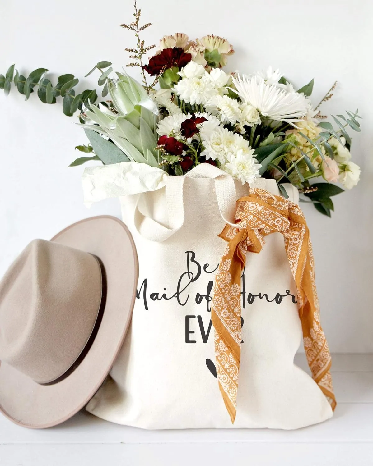 The Cotton & Canvas Co. Wedding, Bridesmaid Gift, Beach, Shopping and Travel Resusable Shoulder Tote and Handbag