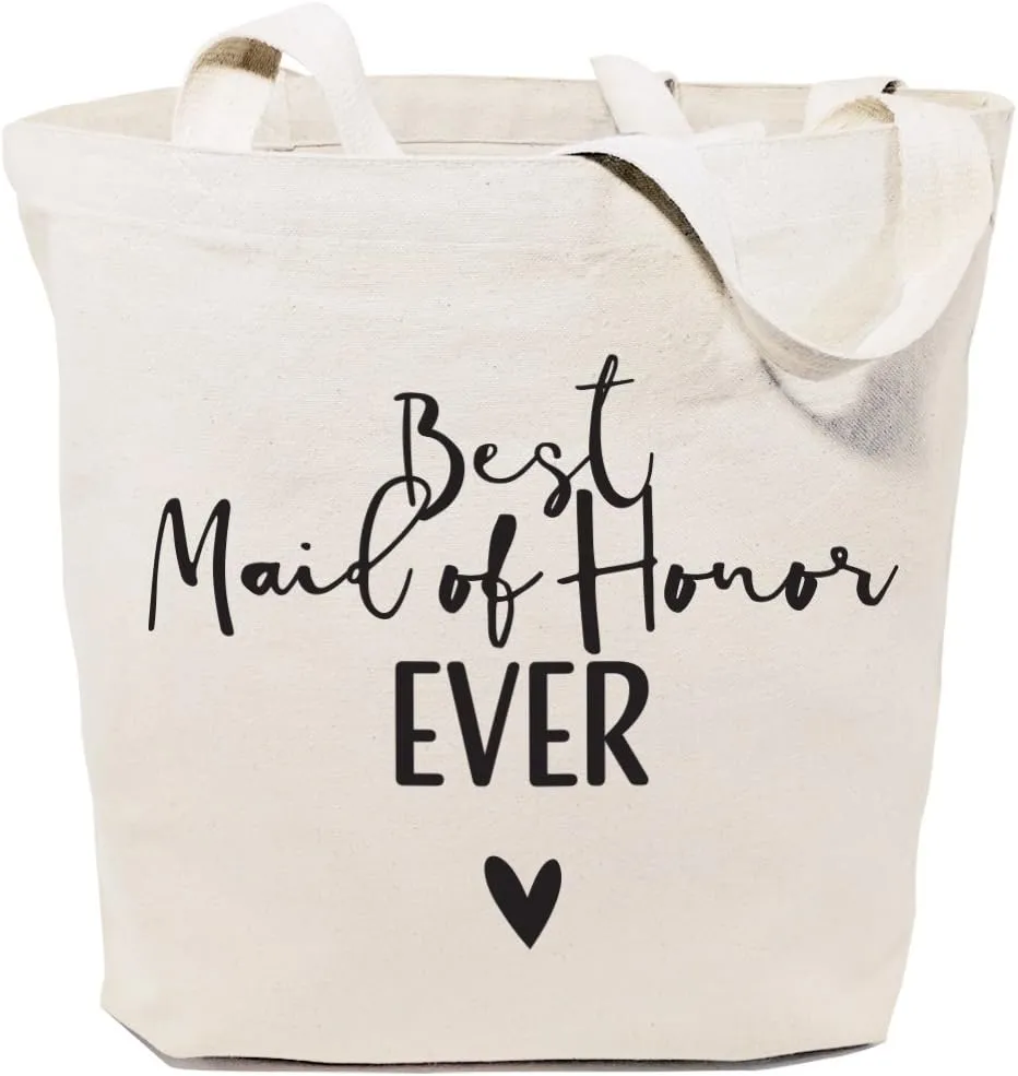 The Cotton & Canvas Co. Wedding, Bridesmaid Gift, Beach, Shopping and Travel Resusable Shoulder Tote and Handbag