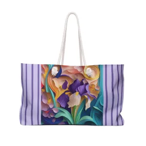 The Elegant Iris Flower Weekender Bag
