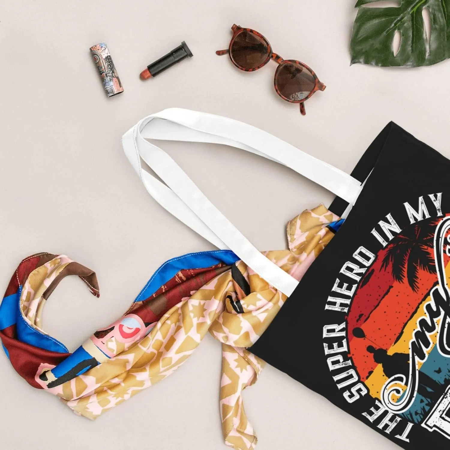 The Super Hero In My Life Is MY Dad Fathers Day Canvas Tote Bag for Women Grocery Shoulder Bags Shopping Handbags