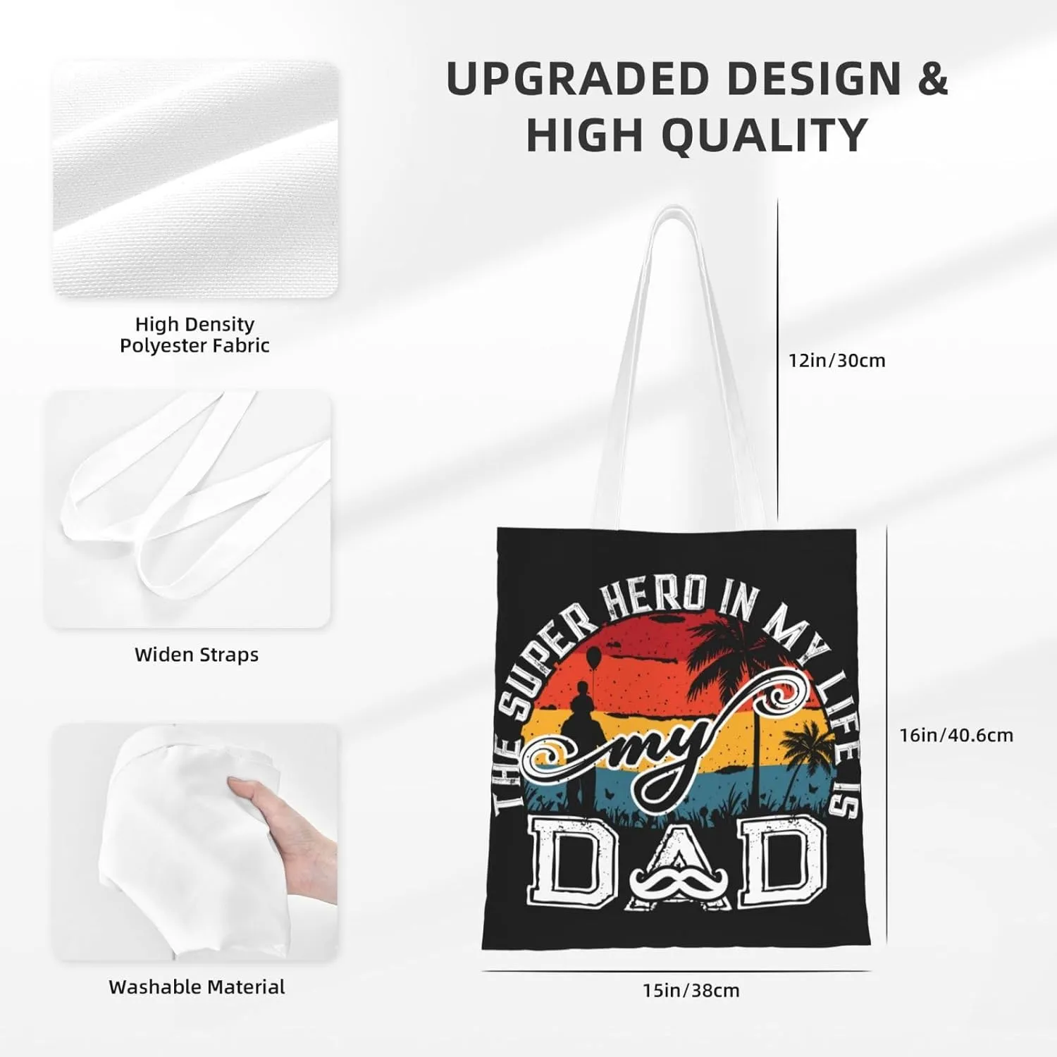 The Super Hero In My Life Is MY Dad Fathers Day Canvas Tote Bag for Women Grocery Shoulder Bags Shopping Handbags