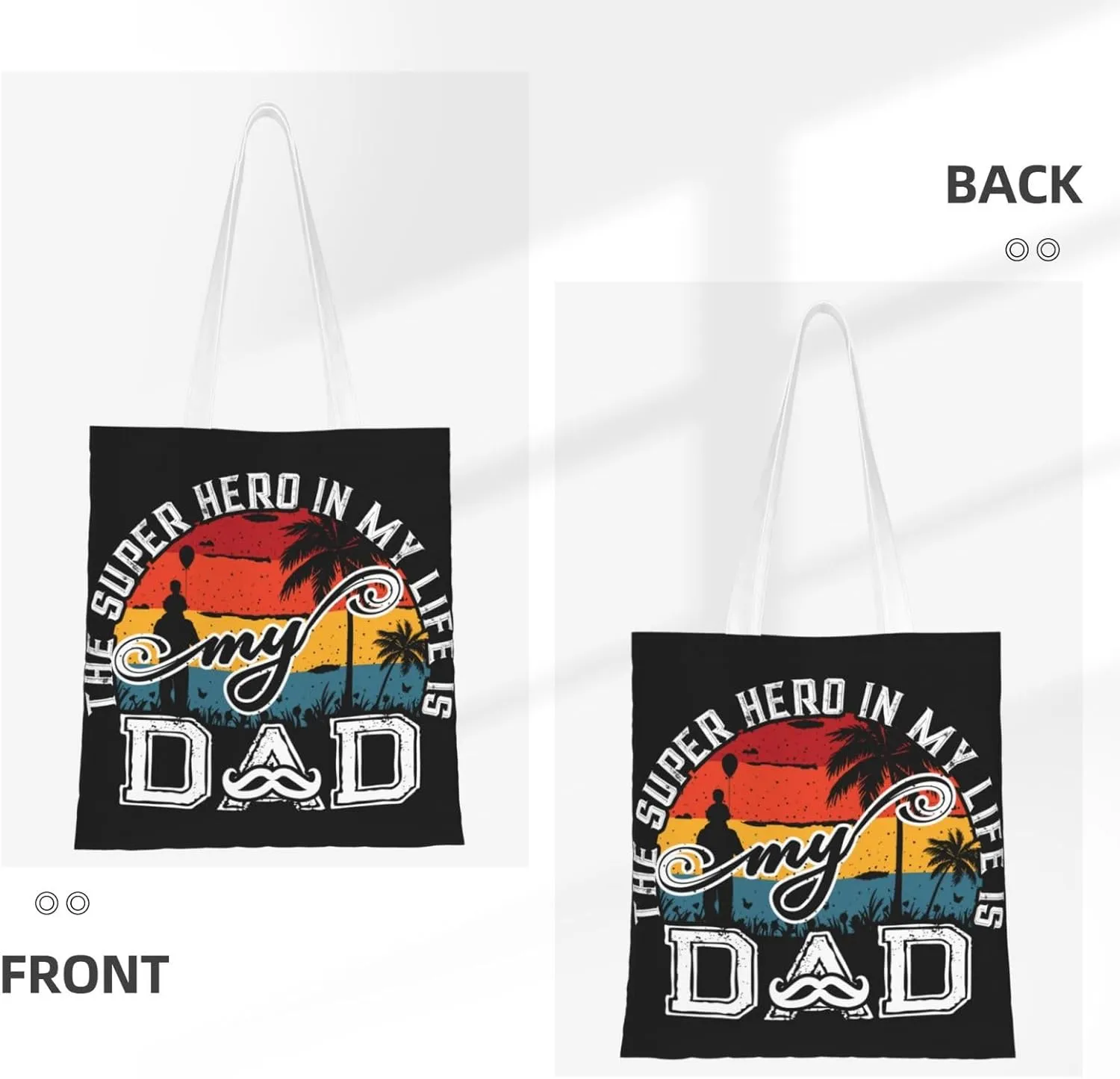 The Super Hero In My Life Is MY Dad Fathers Day Canvas Tote Bag for Women Grocery Shoulder Bags Shopping Handbags