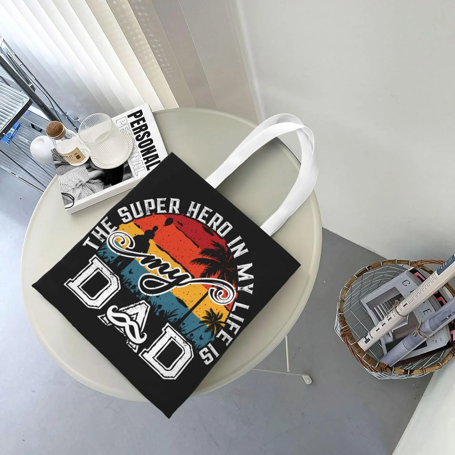 The Super Hero In My Life Is MY Dad Fathers Day Canvas Tote Bag for Women Grocery Shoulder Bags Shopping Handbags