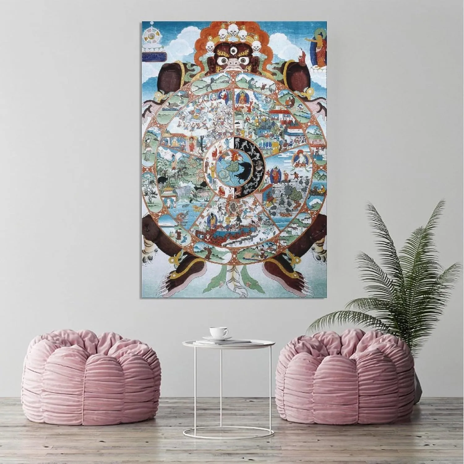 The Wheel of Life Tibetan Buddhist Room Aesthetics Posters Canvas Posters Bedroom Decoration Sports Office Decoration Gifts Wall Art Decoration Printing Posters 12x18inchs(30x45cm)
