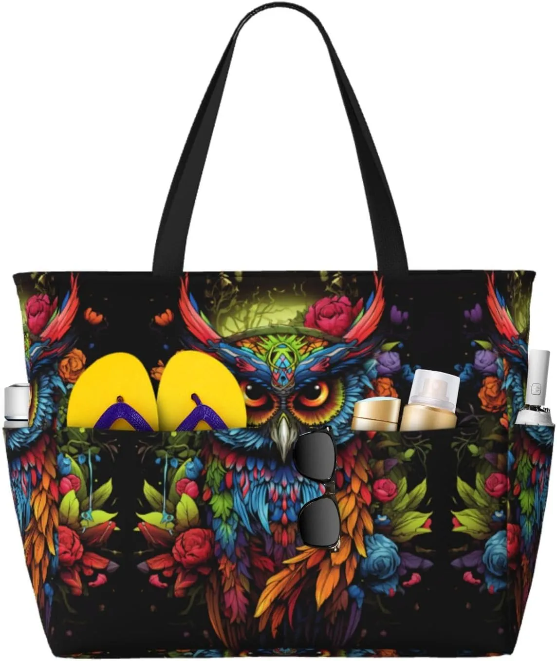 The Wolf With Blue Eyes Spacious Large Capacity Beach Travel Bag - Foldable Beach Bag Tote Bag With Zipper