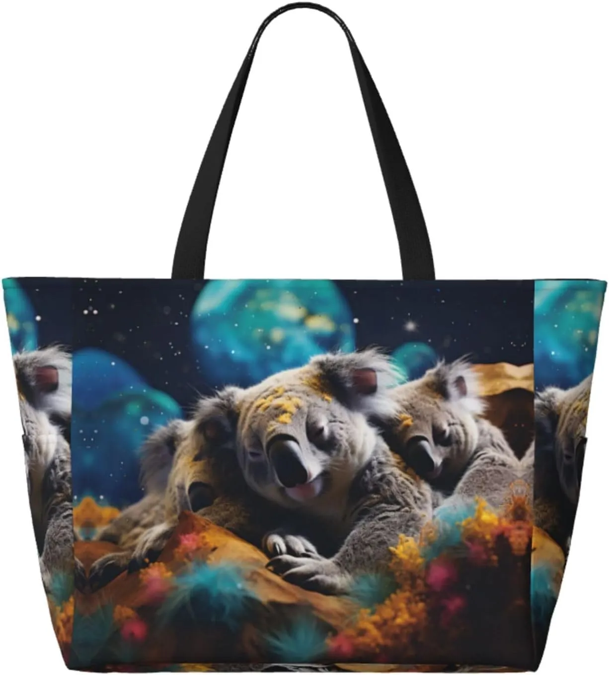 The Wolf With Blue Eyes Spacious Large Capacity Beach Travel Bag - Foldable Beach Bag Tote Bag With Zipper