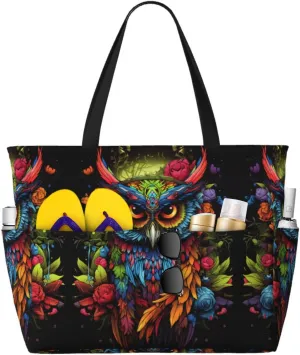 The Wolf With Blue Eyes Spacious Large Capacity Beach Travel Bag - Foldable Beach Bag Tote Bag With Zipper