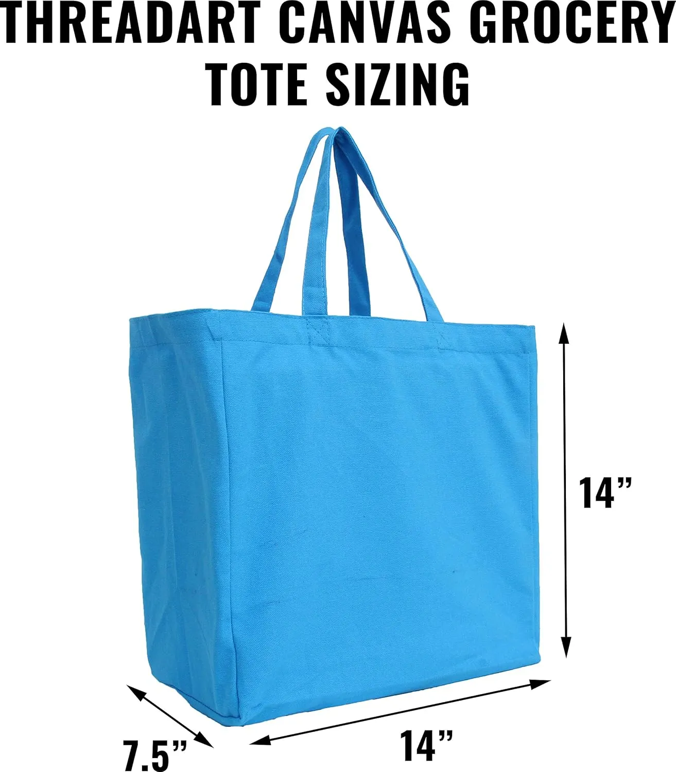Threadart Reusable Heavy Duty 100% Cotton Canvas Grocery Bags Pack of 3 | With Strong Handles Holds up to 50lbs | Eco Friendly | Large Size 14x14x7.5 - Red