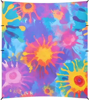 tie die Colorful Aesthetic Beach Cabana UPF50  Waterproof Sun Shade with Sand Pockets for Backyard and Camping