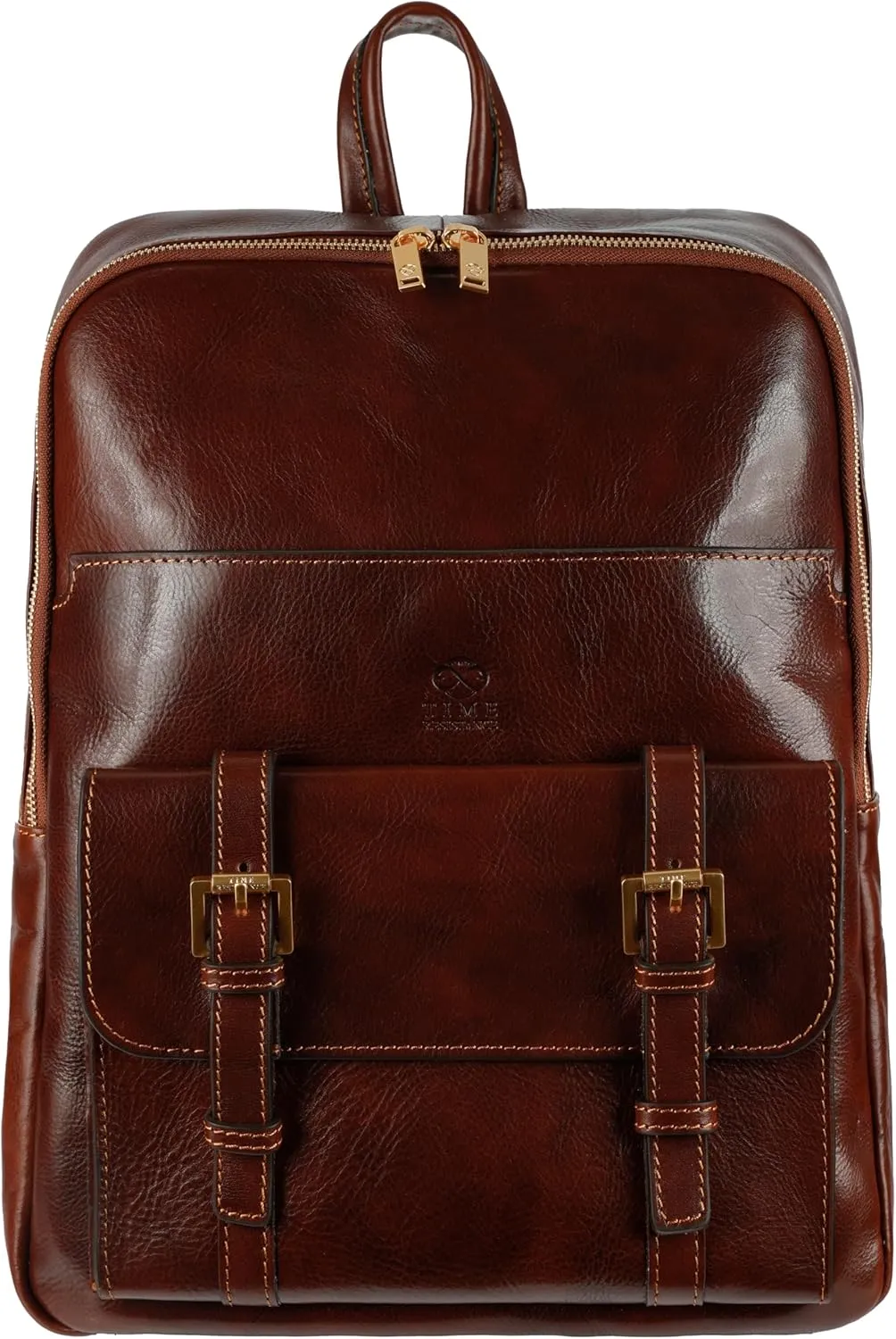 Time Resistance Leather Backpack for Men and Women - Laptop Bag up to 15” - Brown Business Rucksack