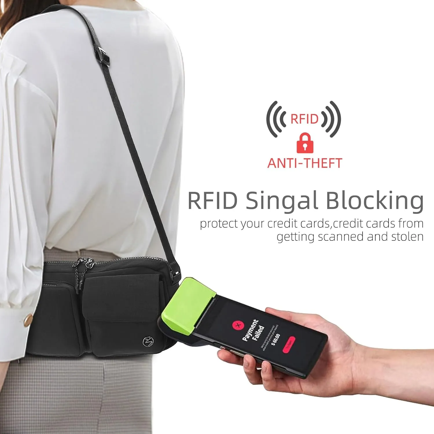 Titosha Anti Theft Crossbody Bags for Women and Men, RFID Blocking Cross Body Bag Trendy Small Crossbody Casual Purses Shoulder Bag Handbags for Travel Black