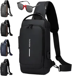 tkptiy Auricz Bag, New Carbon Fiber Streamline Anti-Theft Sling Bag, Sports Crossbody Waterproof USB Charging Shoulder Bags