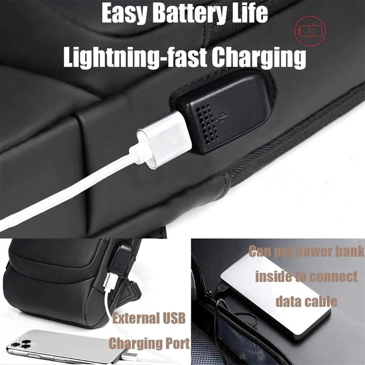 tkptiy Auricz Bag, New Carbon Fiber Streamline Anti-Theft Sling Bag, Sports Crossbody Waterproof USB Charging Shoulder Bags