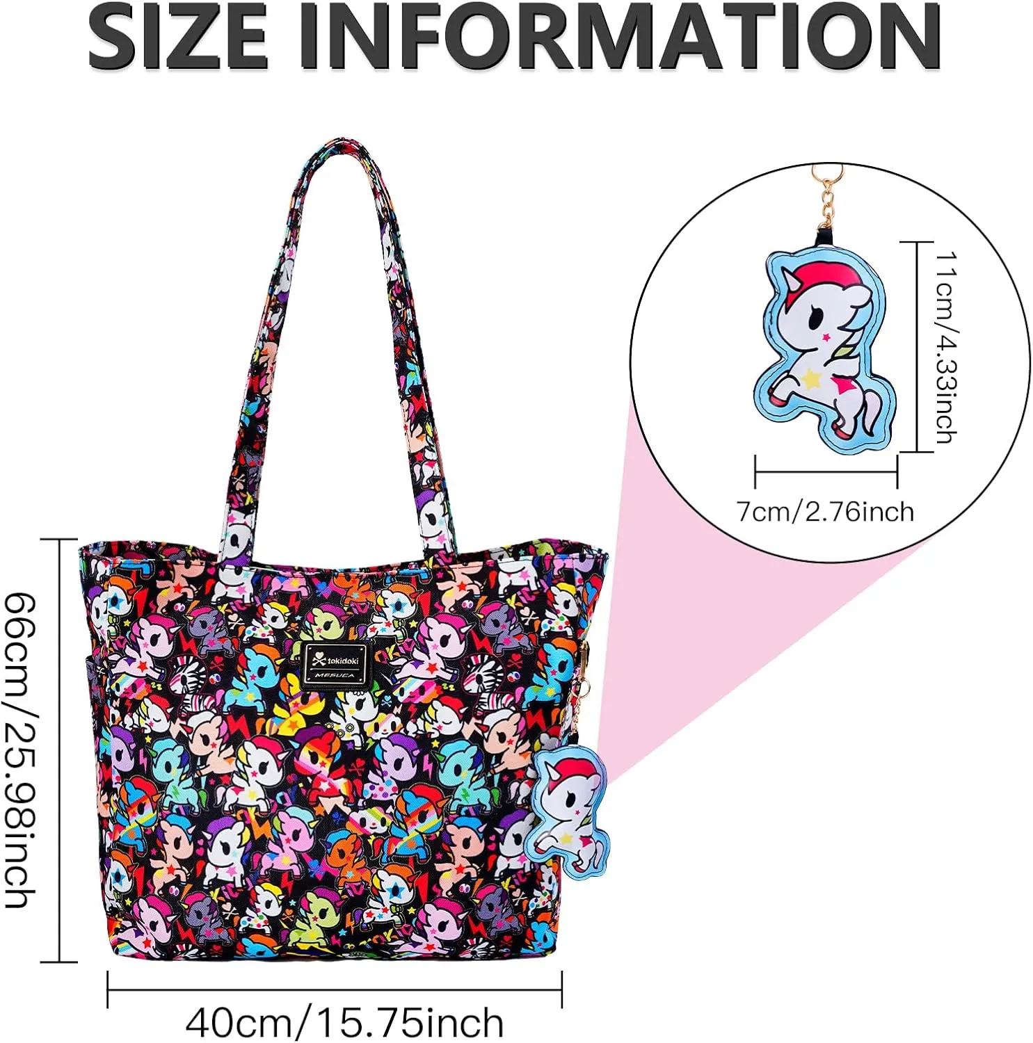 Tokidoki Unicorno Tote Bag Shoulder Bag Canvas Purses for Women Cute Shopper Bag Handbag Travel Purse Charm