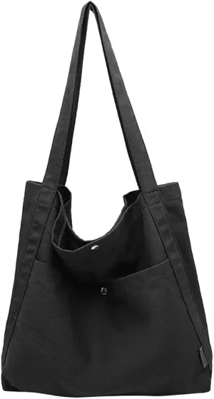 TopTie Soft Canvas Tote Bag for Women, Casual Shoulder Bag with Pocket for Work, Shopping, Travel