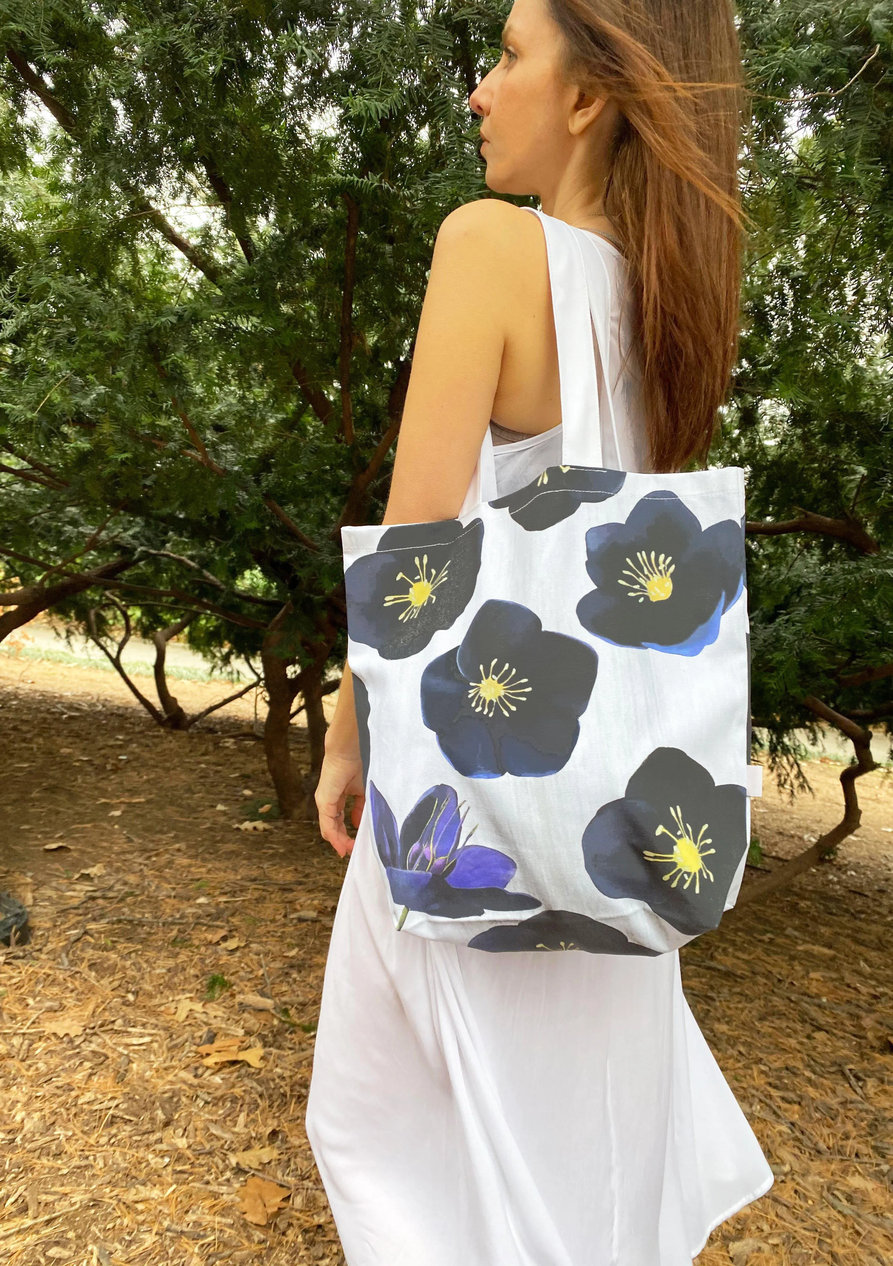 Tote Bag: Black Hellebore on Snow
