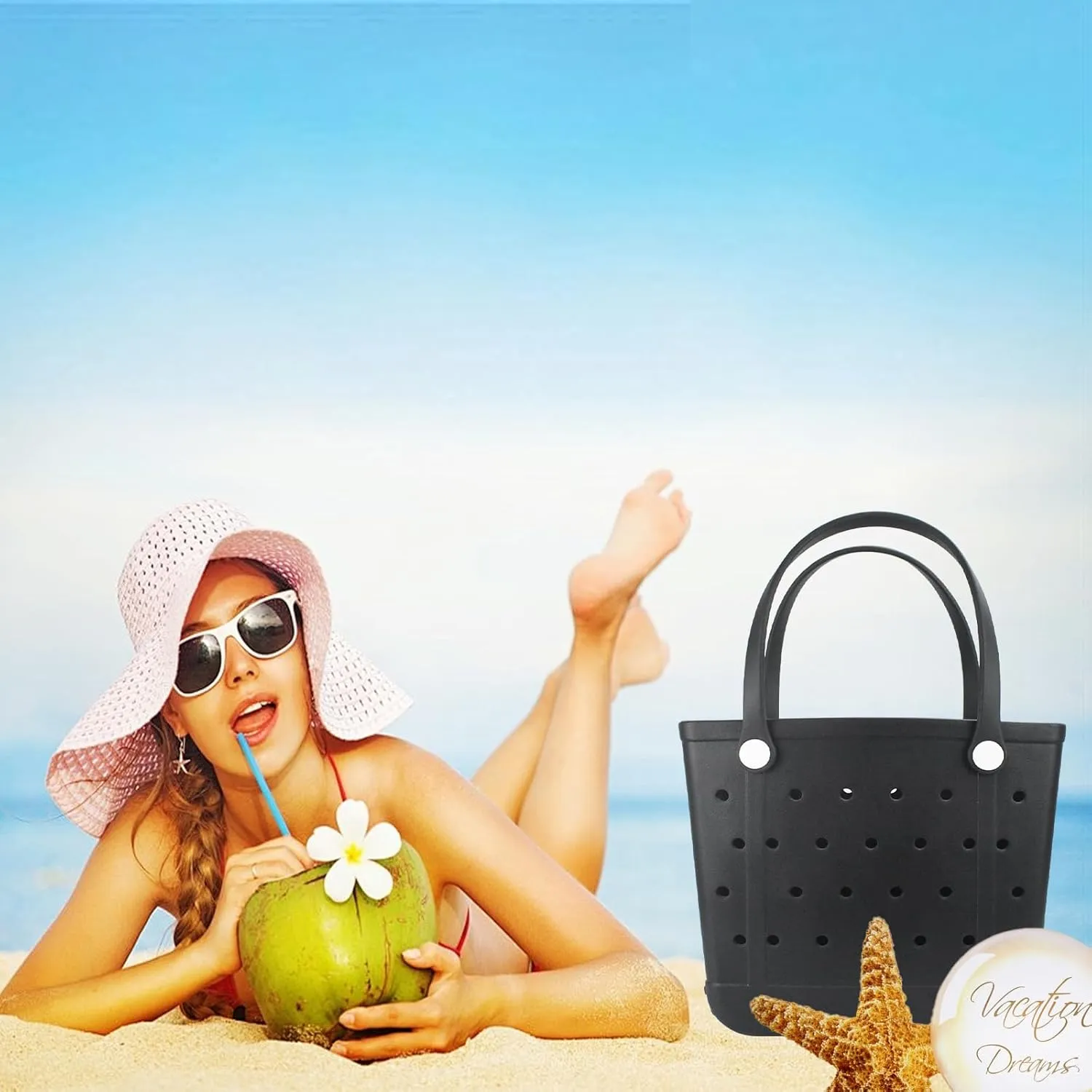 Tote Bag for Women-Extra Large Rubber Beach Bag, Large Waterproof Sandproof Travel Tote Bags for Beach Outdoor Sports
