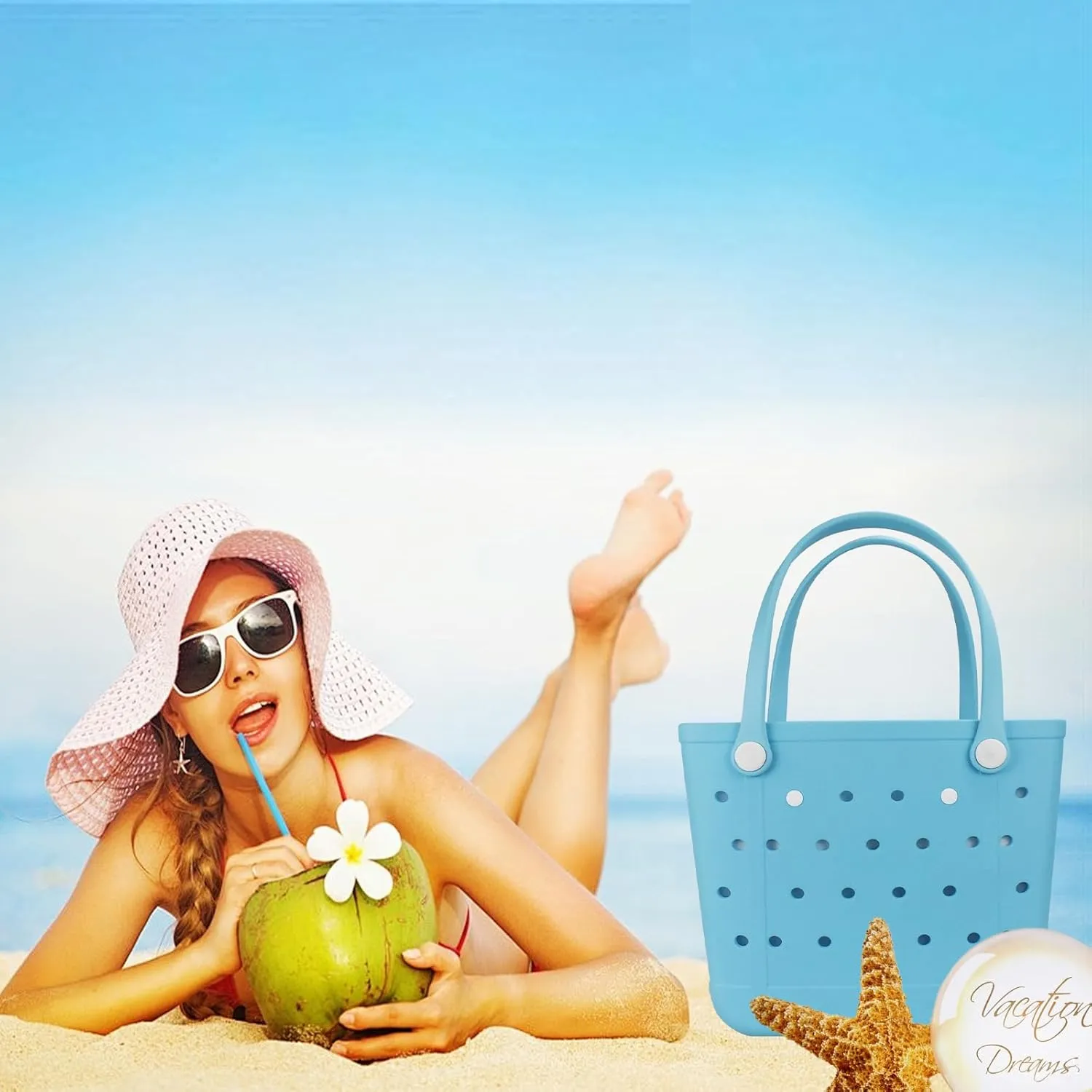 Tote Bag for Women-Extra Large Rubber Beach Bag, Large Waterproof Sandproof Travel Tote Bags for Beach Outdoor Sports