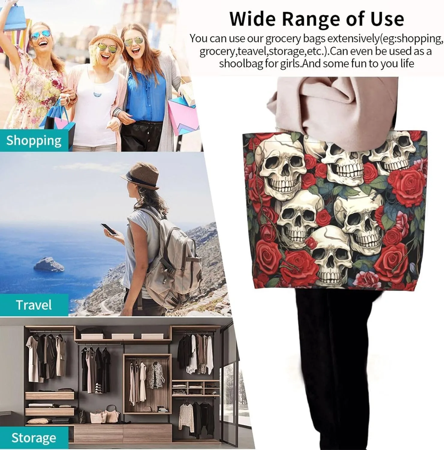 Tote Bag for Women Grocery Bag Reusable Shopping Bag Country lifestyle Handbag Foldable Shoulder Bag