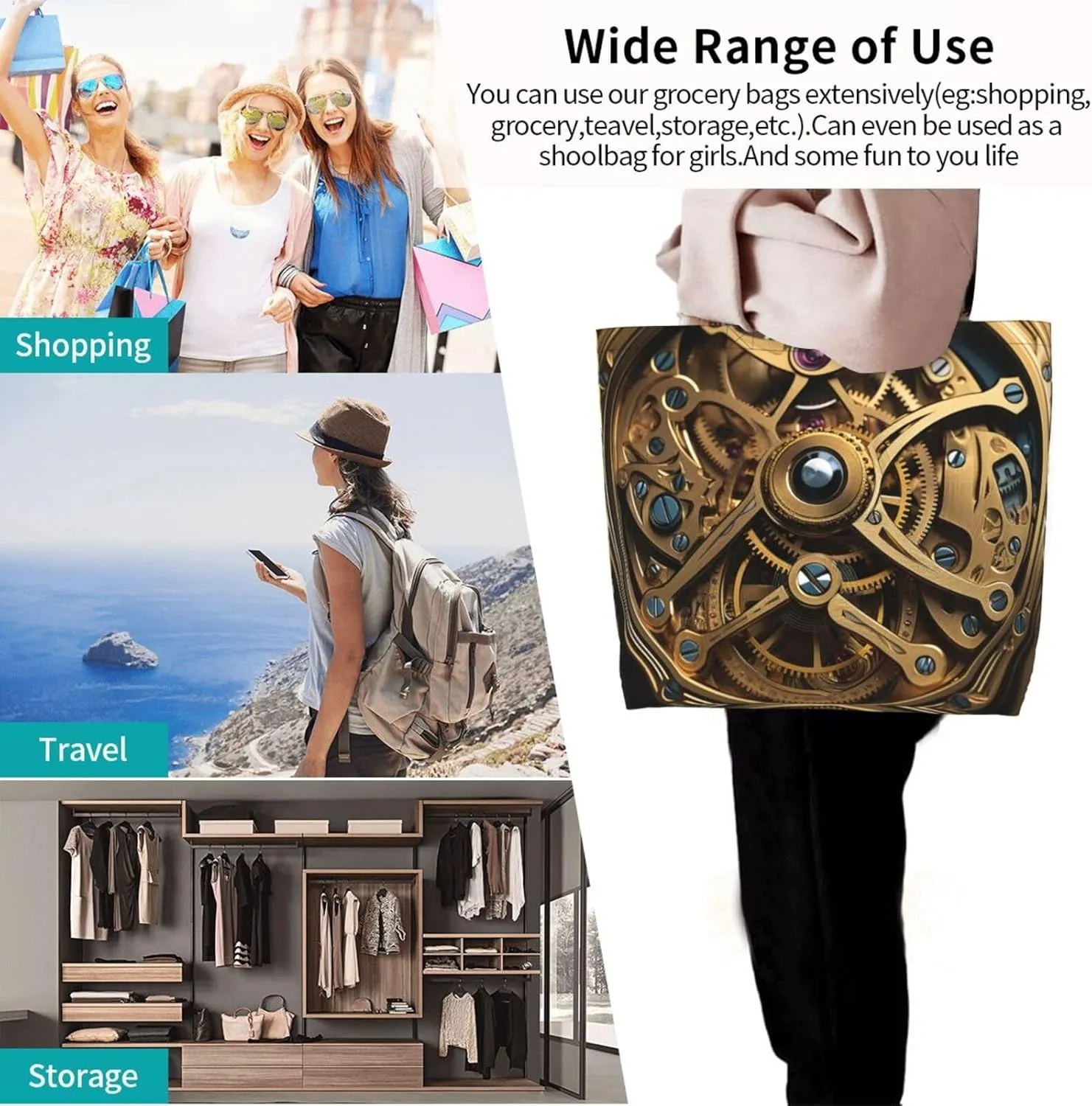 Tote Bag for Women Grocery Bag Reusable Shopping Bag Country lifestyle Handbag Foldable Shoulder Bag